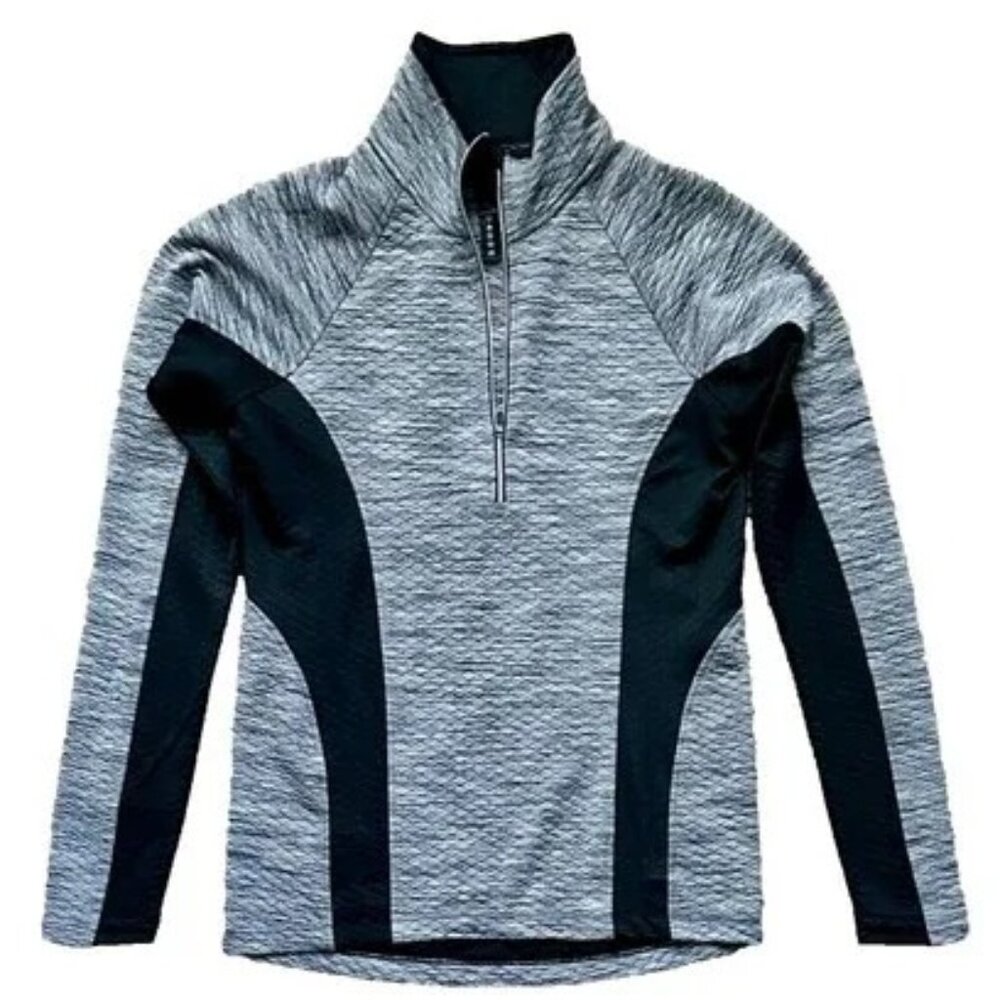 90 DEGREE By REFLEX 1/4 Zip Activewear Pullover Black Grey Quilted Stretch Large